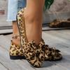 Mode Damen Flats Leoparden Schuhe Neue Schleife Weiche Sohle Slipper Frühling/Herbst Große Größe Bequeme Outdoor Sneaker Damen