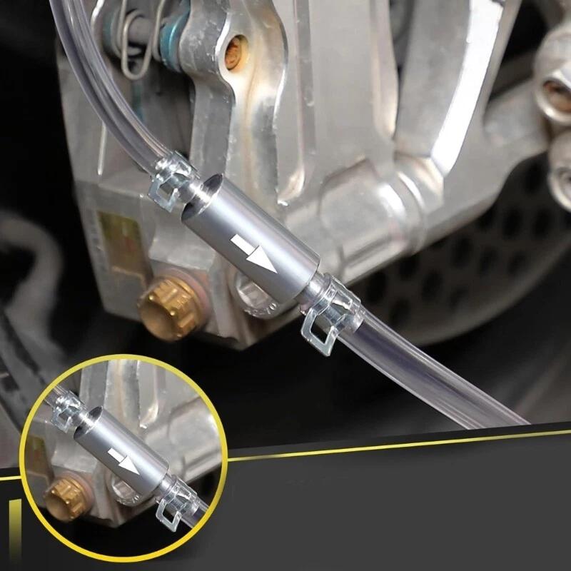 Brake Bleeder Hose & Caps Kit Universal Brake Fluid Bleeder One Way Check Valve Tube Bleeding Tool Set for Car Motorcycle Clutch