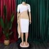 Pleated Strap Clothing Summer Short Color Matching Large Size Women's Sleeve Diagonal Collar Sheath Dress