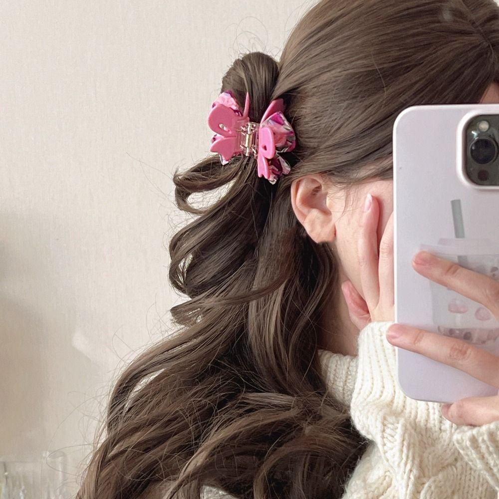 Double Layered Acetate Hair Clip Hairpin Acetic Acid Shark Clip Cute Butterfly Hair Claw  Female