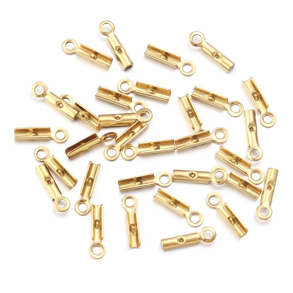 High Quality Stainless Steel Crimp End Beads Caps Leather Cord Clip Tip Fold Crimp Bead Bracelet Connectors For Jewelry Making