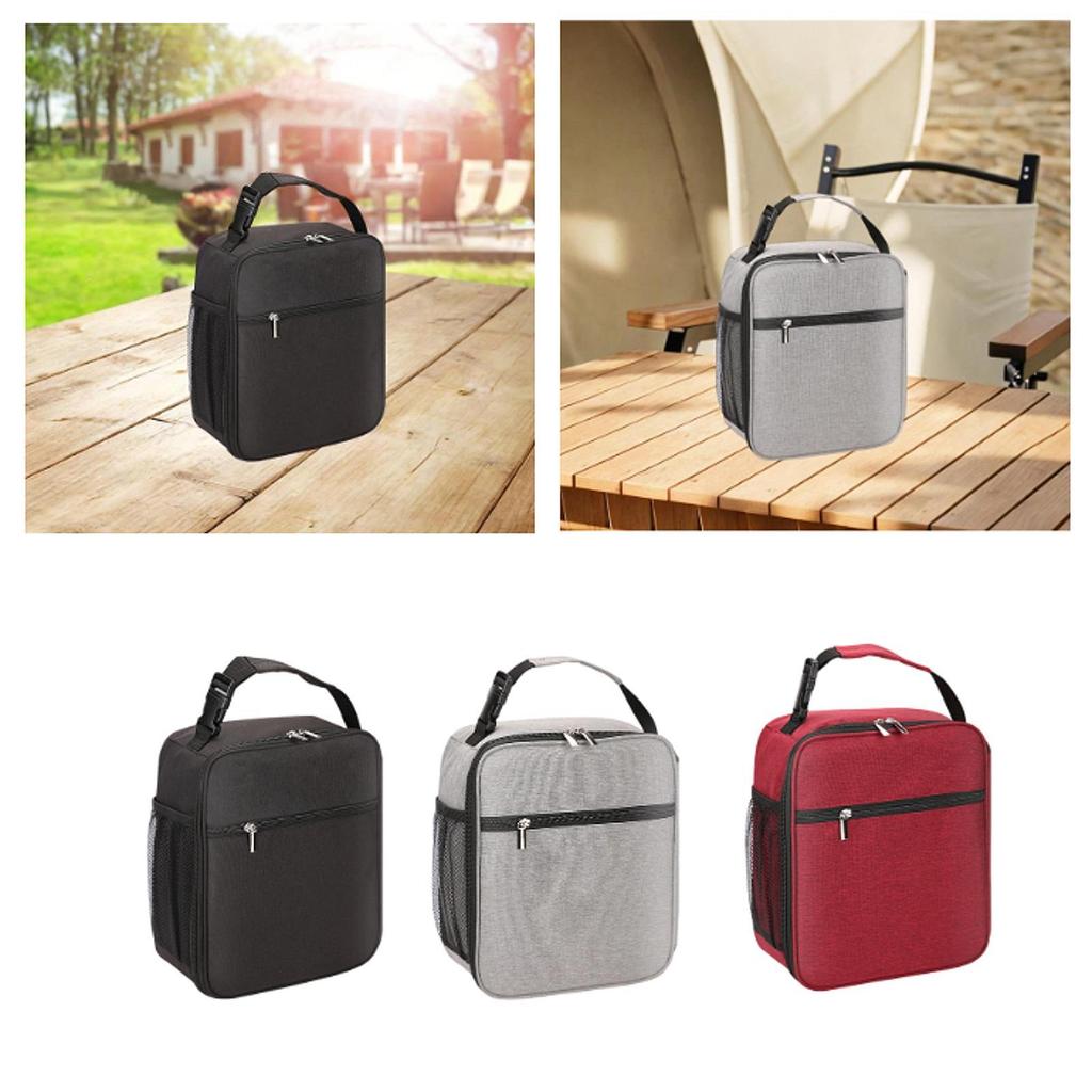 Insulated Lunch Bag with Handle and Bottle Pocket Meal Tote Thermal Leakproof Lunchbox for Hiking Picnic Travel Beach Women Men