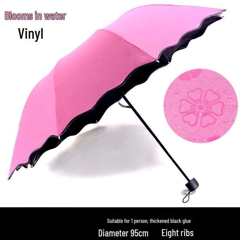 Water-Activated Blooming Three-Fold Umbrella with Sun Protection and Custom LOGO