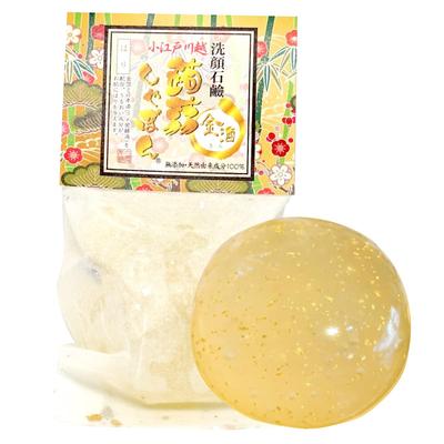 Konnyaku-Seife Kawagoe Konnyaku-Seife Gesichtsreinigungsseife Enthält Hyaluronsäureblatt Für Menschen mit trockener und empfindlicher Haut Sake/Gold