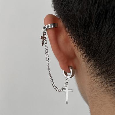 1Pc Punk Earring Exquisite Ear Decoration Vintage Chain Cool Jewelry Men Cross Cuffs Earring
