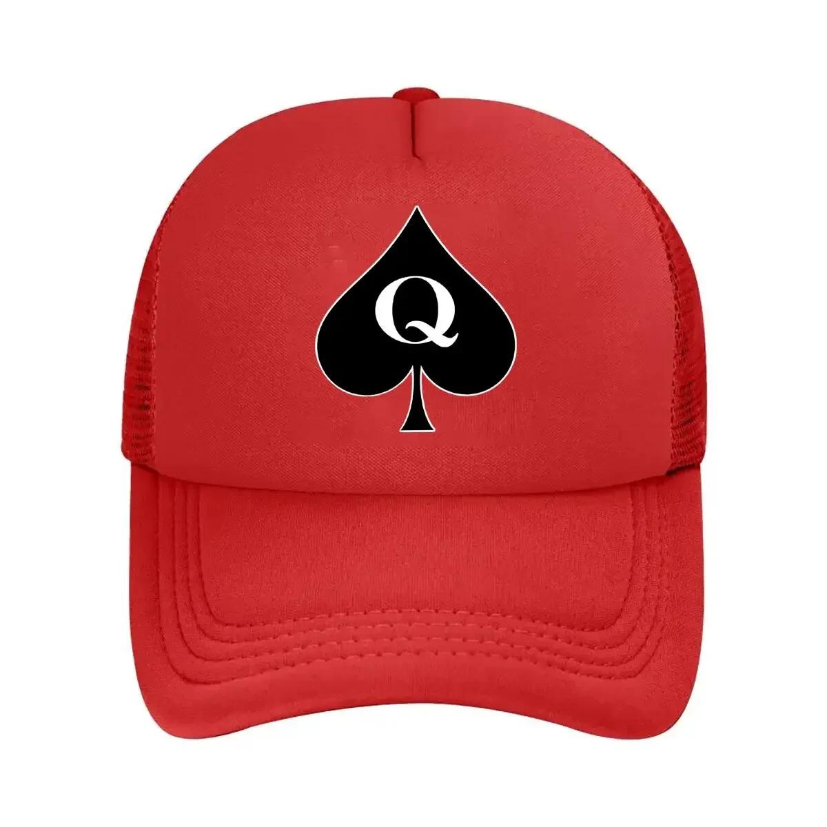 Playing - card - themed Graphic  Q  of Spades for a Card - cultural Design Mesh Baseball Cap One Size