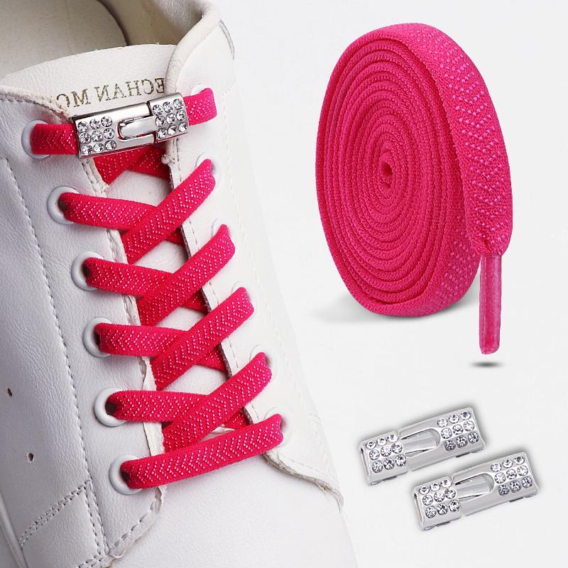 No Tie Elastic Shoelaces Sneakers Laces with Diamond Cross Locks for Kids Adults Rubber Bands Shoe Laces 1 Pair/2 Pair