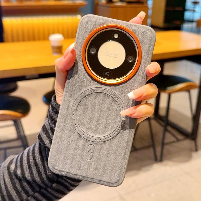 

For Honor Magic 8 7 Magic8 Magic7 Lite Case Magnetic Metal Alloy Camera Protection Independent Buttons Vegan Leather Case Cover PU Leather&HONOR Magic8 Lite
