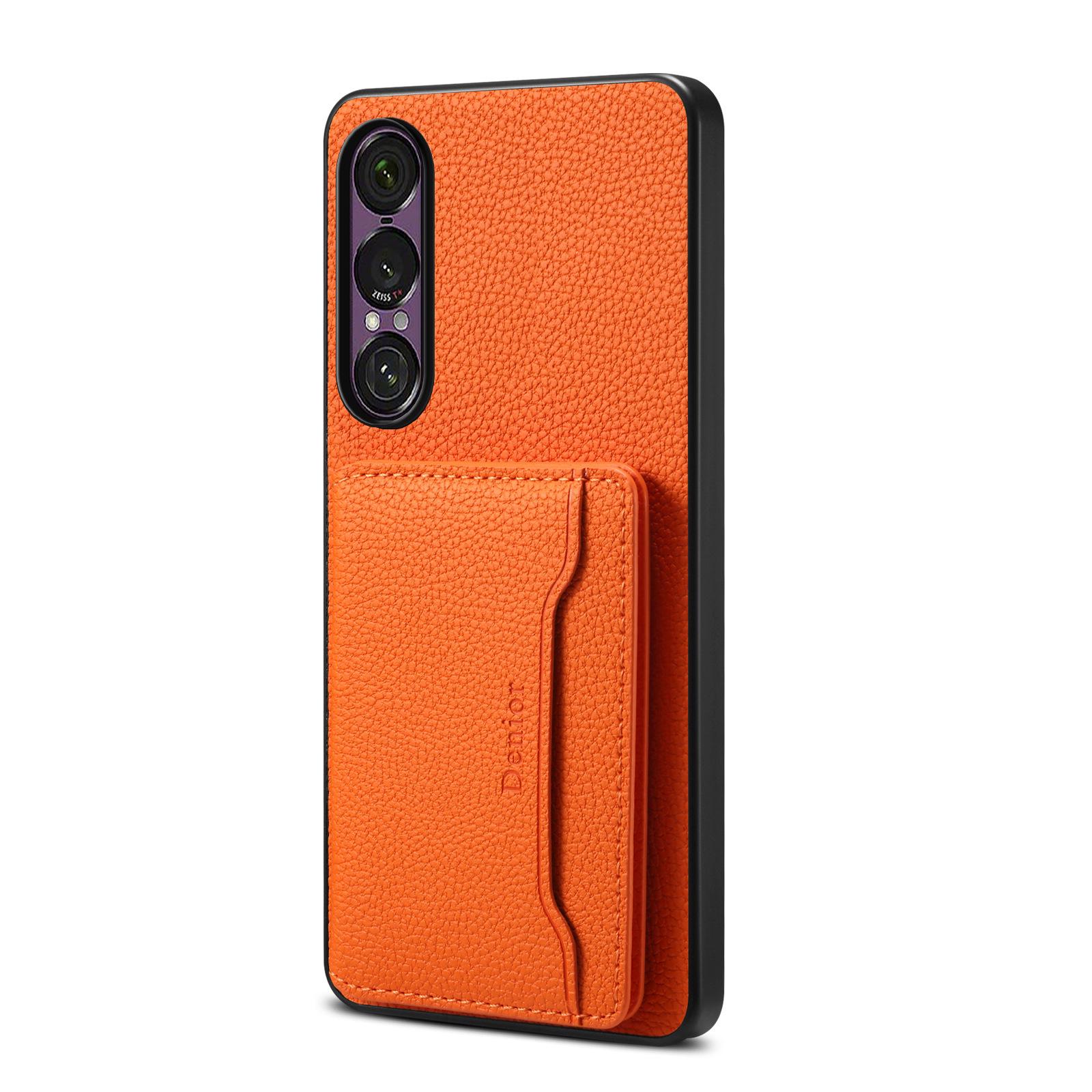 

Sony Xperia 1 VII Magnetic 2-in-1 Lychee Pattern Leather Case with Card Slots. Sony Xperia 10V оранжевый