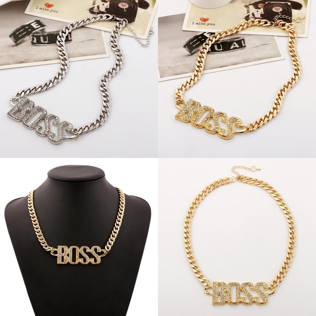 Fashionable Rhinestone Decorated Metal Letter Women Necklace For Fashion Enthusiasts
