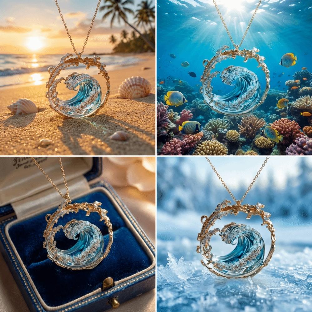 Elegante Collana con Ciondolo Onda Stile Oceano Vuota Leggero Lusso Giuramento Marino Collana Creativa Choker Gioielli Spindrift Regali per le Feste