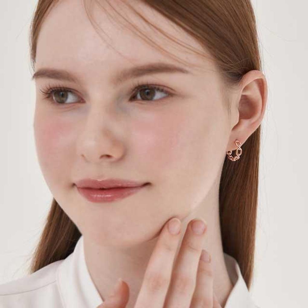 14K Square Line One-Touch Earrings C24EGP206