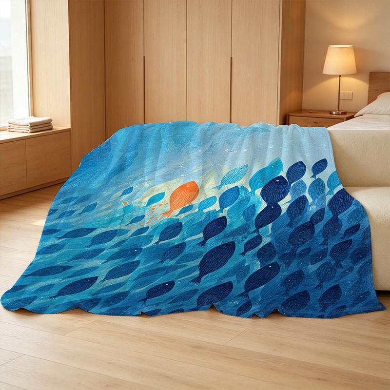 Printed Flannel Blanket – Soft, Skin-Friendly, Warm Throw for Home, Dorm, Christmas & Halloween
