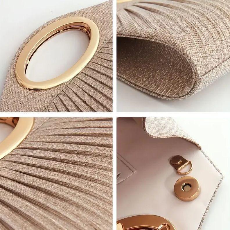 Ladylike Pleated Handbag Small Clutch Romantic Wedding Crossbody Evening Banquet Bag for Women