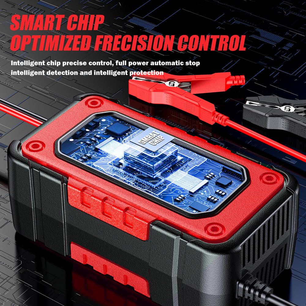 FOXSUR 12V 7A Charger for Lead-Acid & Lithium Iron Phosphate Batteries with Large Color Screen
