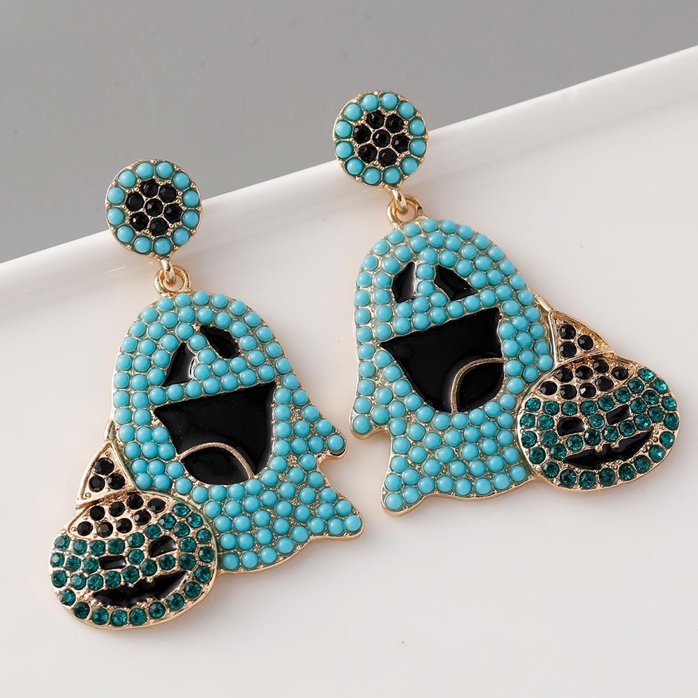 European American Halloween Pumpkin Ghost Earrings Female Niche Personality Rice Beads Exaggerated Pearl Earrings Creative Charm