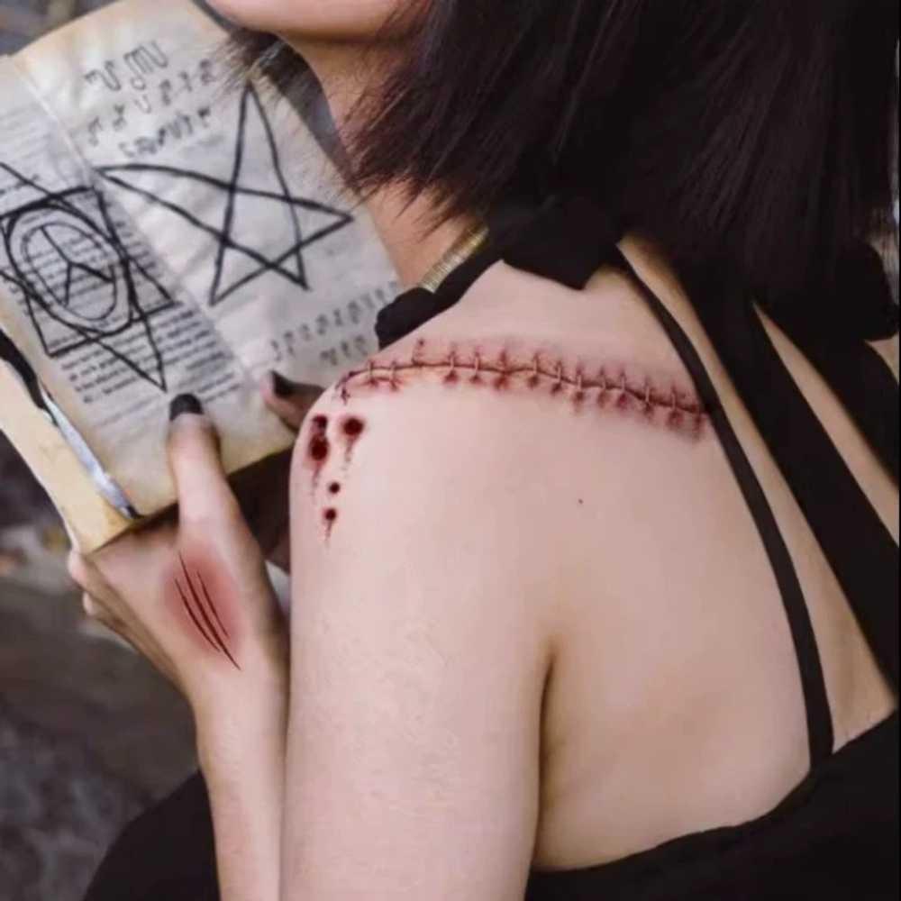 Wound Makeup Sticker, Scar-shaped Sticker, Bruise Tattoo, 10 Pieces, 10 Scar Photos