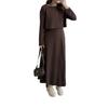  European and American Amazon Women's New Crew Neck Long Sleeve Loose T-Shirt Suspender Slim Dress Temperament Set