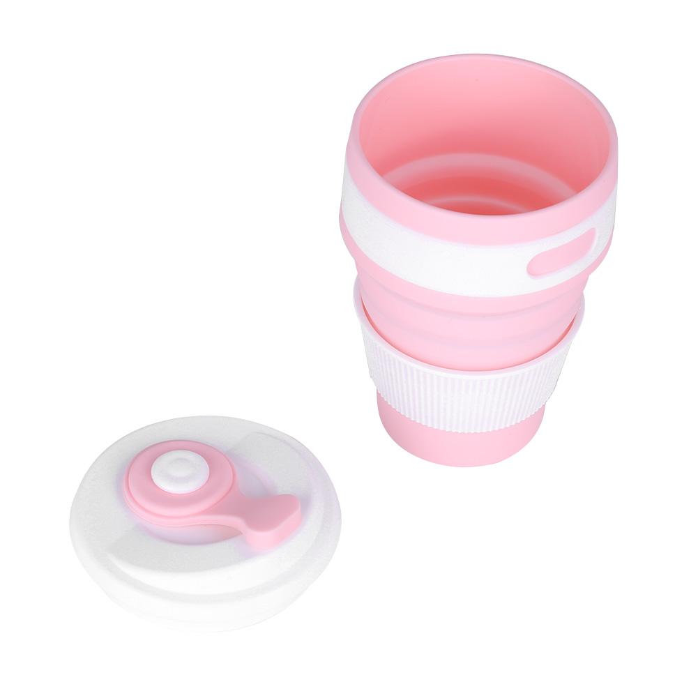 500ml Silicone Collapsible Coffee Cup Portable Teacup Water Cups Mug for Indoor Outdoor Pink