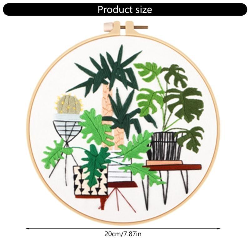 24TE 3 Sets Flower Embroidery Set with Instruction Cloth Pattern Thread Hoop Needle