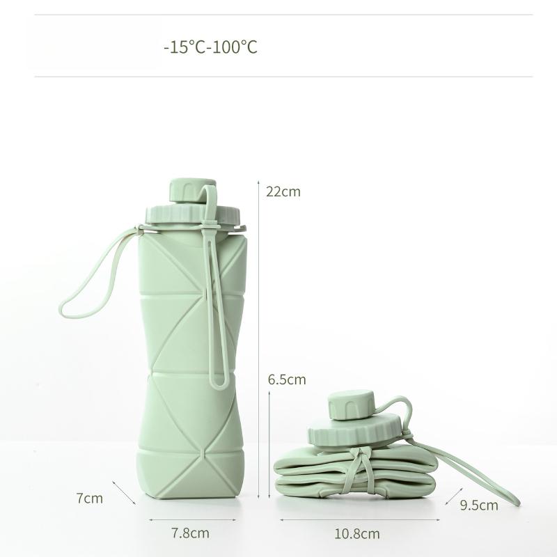 1 buc. 600 ML Pahar de apă pliabil din silicon, retractabil, pentru călătorii în aer liber, portabil, bidon sport, rezistent la temperaturi înalte, calitate alimentară, sticlă de apă pliabilă creativă