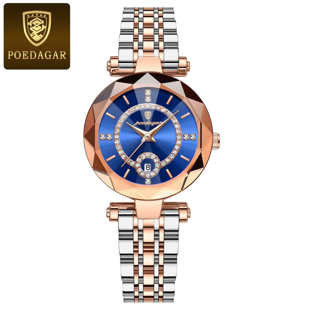 POEDAGAR Luxury Brand Women's Watches Waterproof Stainless Steel Date Ladies Wristwatch Fashion Elegant Quartz Watch Reloj