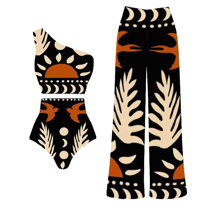 2025 Retro European & American One-Piece Bikini Swimsuit Set Large