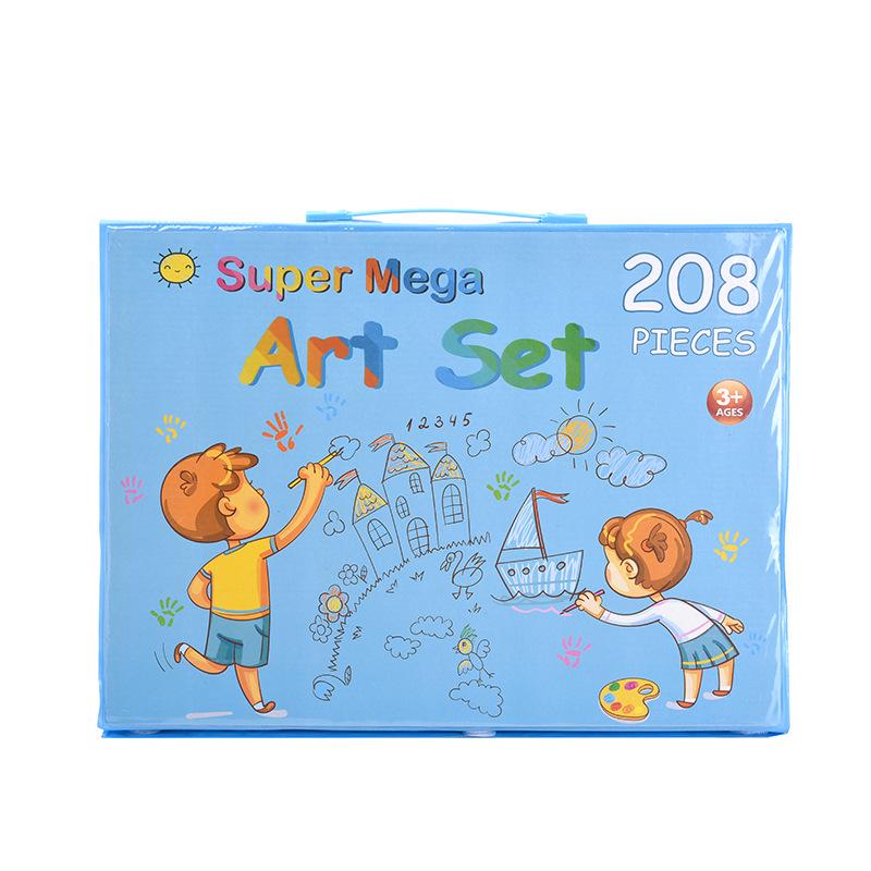 

208-Piece Children s Painting Set: Colored Pencils, Crayons, Watercolor Pens - Perfect Gift for Kids Small Blue 208 Set