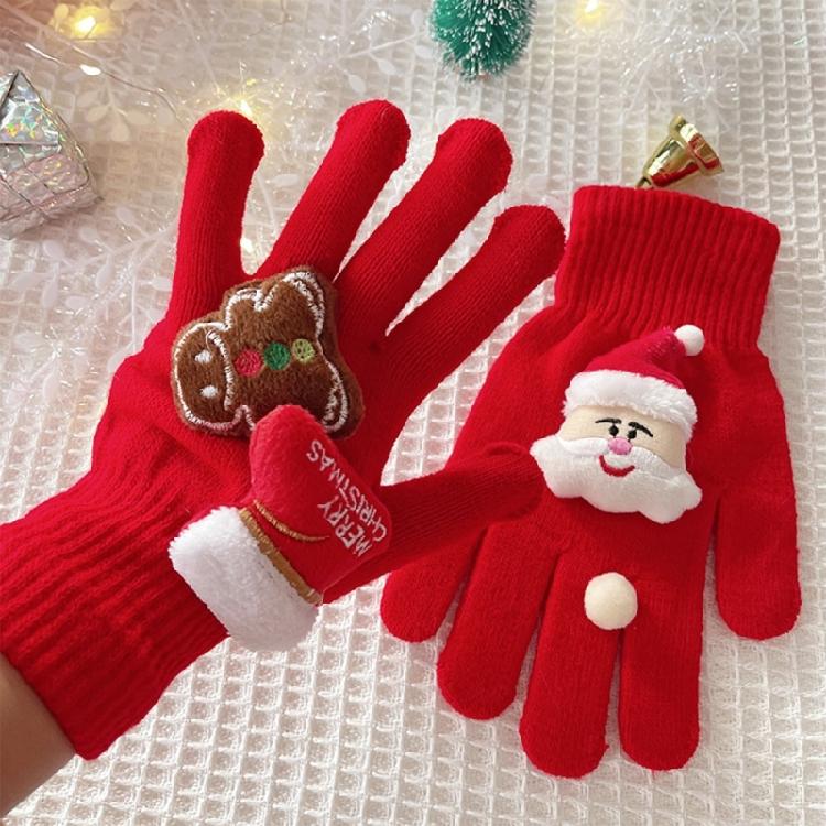 Holiday Theme Gingerbreadman Gloves Knitted Gloves Festival Handwear Lovely Snowman Knitwear Gloves for Daily Use