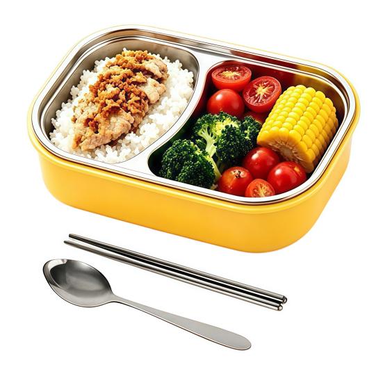 Compact Food Organizer for Commuters 304 Stainless Steel Bento Box, Divided Lunch Container with Cutlery Adults Box Students, Leak Proof Microwave