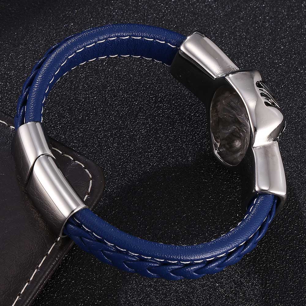 New Punk Leather Bracelet Men Jewelry Stainless Steel Clasp Bracelets Bangles Fashion Boyfriend Gift