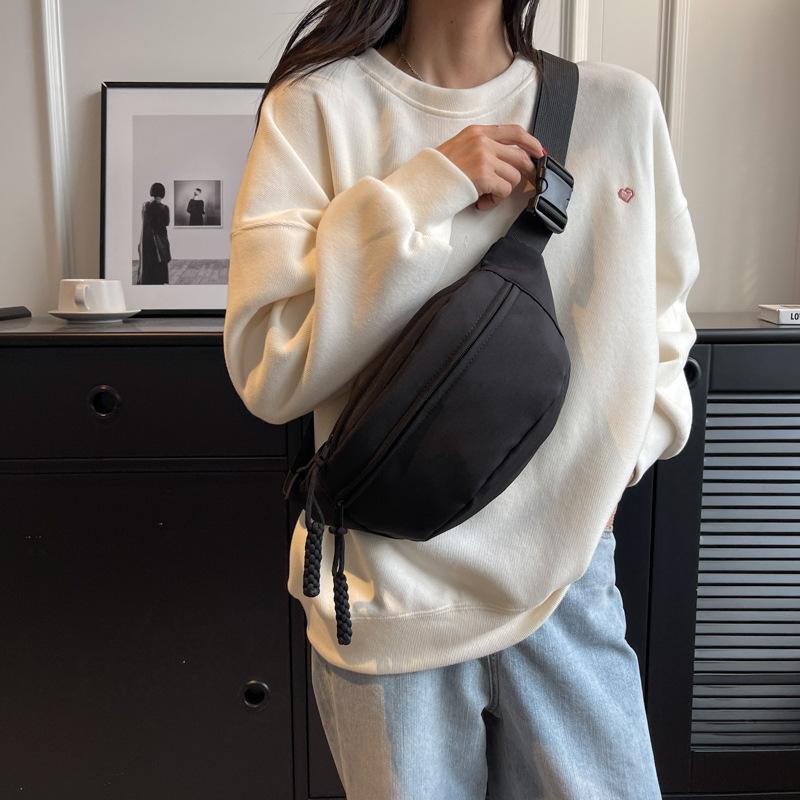 Chest Bag Banana Bag for Women Sling Crossbody Waist Pack Canvas Running Waist Bag Casual Fanny Packs Sport Half Moon Belt Bag