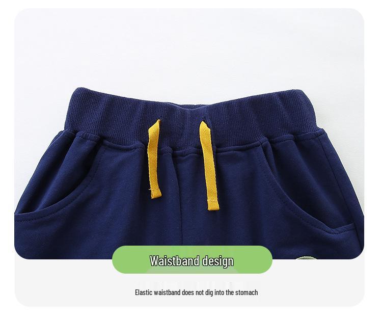 European & American Style Toddler Knit Cotton Shorts Set - Round Neck Short Sleeve 2-Piece