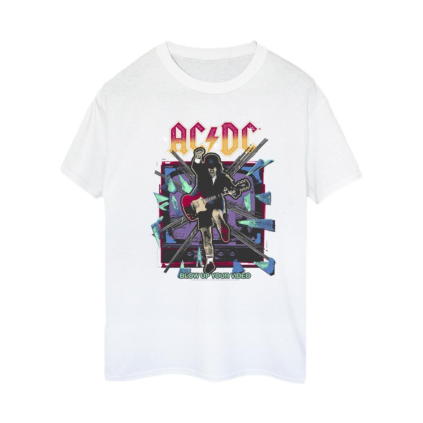 ACDC - Maglietta boyfriend in cotone da donna con scritta Blow Up Your Video Jump XXL bianco