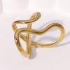 1pc Fashionable Asymmetrical Wavy Curve Stainless Steel Adjustable Open Ring for Women, Daily/Party Wear