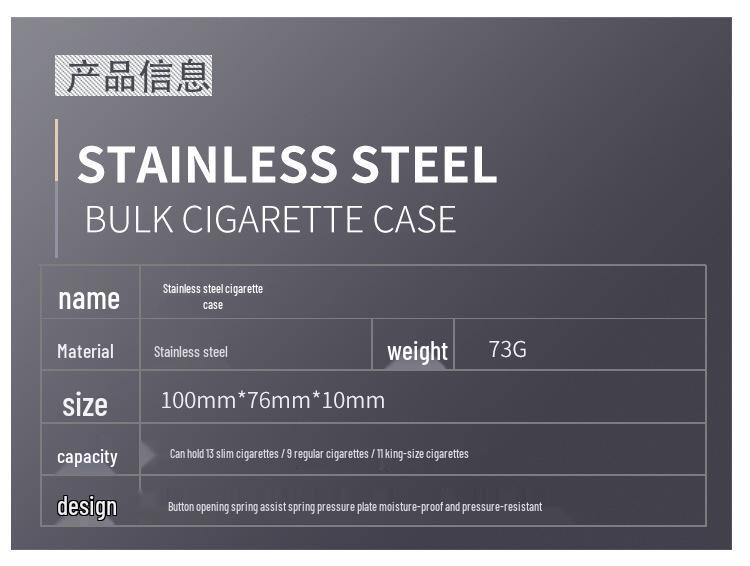 Slim Stainless Steel 13-Capacity Cigarette Case - Minimalist Design for Men