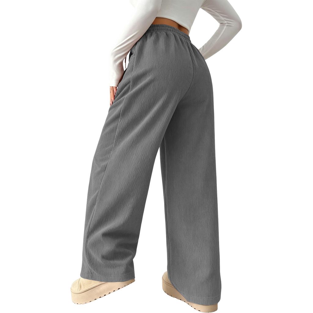 Women's Corduroy Pants Loose Fit Flowy High Waisted Casual Trousers for Everyday Wear