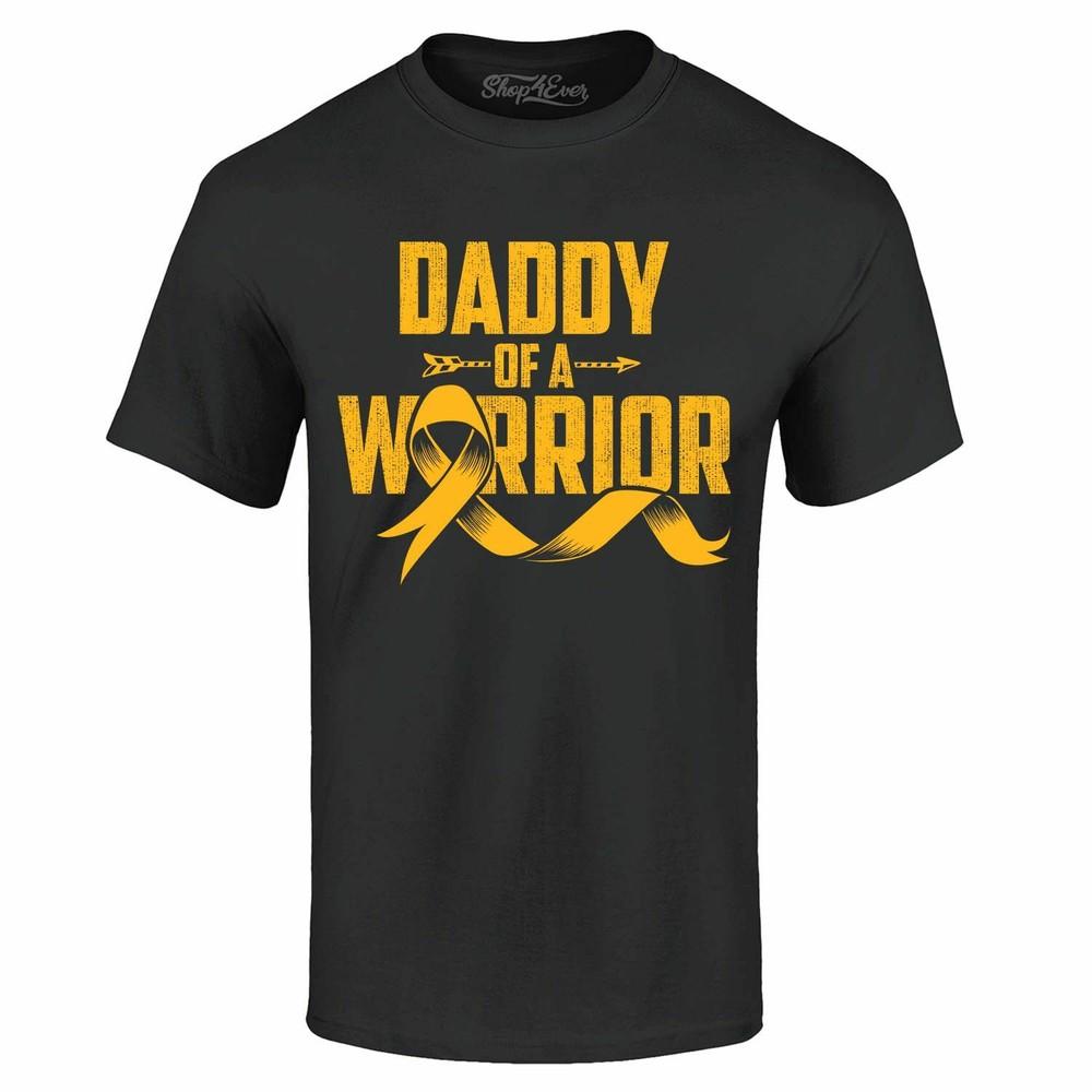Daddy Of A Warrior Gold Ribbon T-shirt Childhood Cancer Aware Shirts