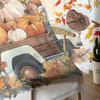 Thanksgiving Pumpkin Flower Truck Bedroom Transparent Sheer Curtains Holiday Decoration Window Voile Tulle Curtain