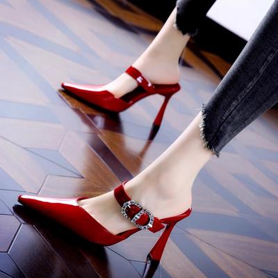 Ciabatte da Designer a Punta Strass Antiscivolo da Donna Eleganti Tacco Alto Outdoor Scarpe da Festa Perla