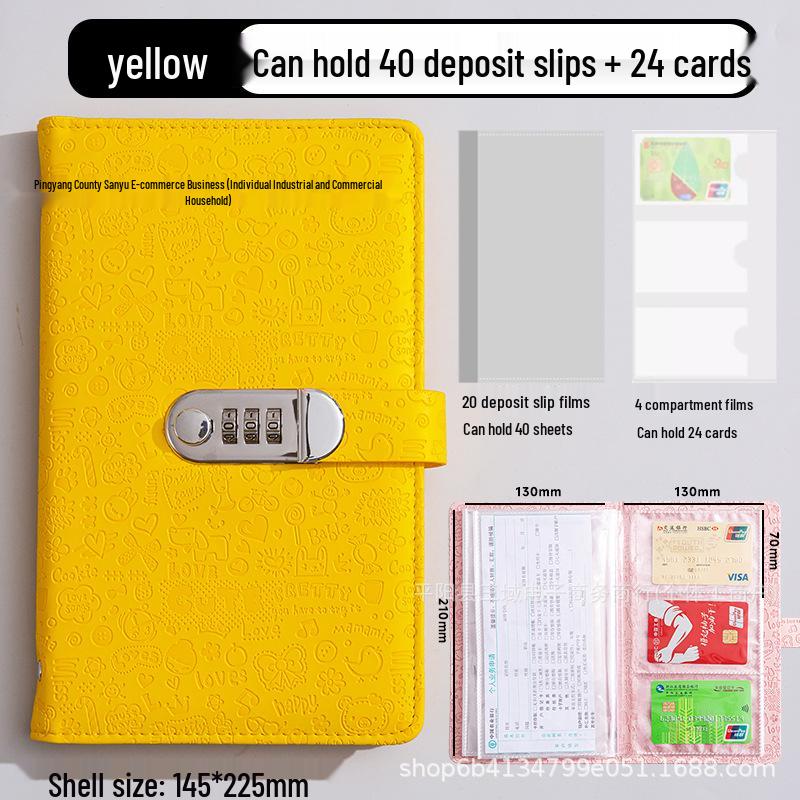 A6 Password Lock Color-Changing Leather Macaron Budget Diary with Floral Pattern Money Box