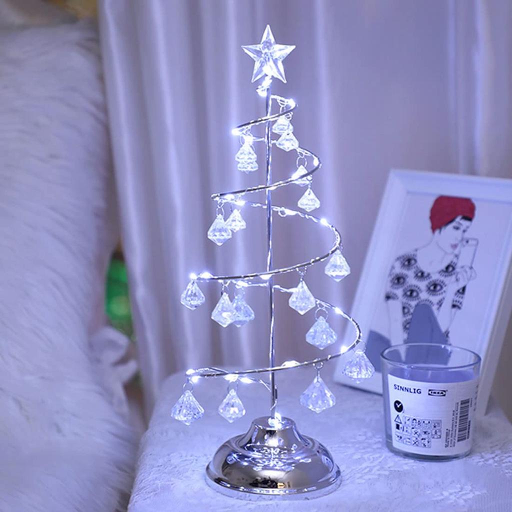 Fipiifly LED Tabletop Christmas Tabletop Tabletop Tree with Stylish Nordic Diamond Christmas Lights for Indoor Everyday Battery Holiday Cute and