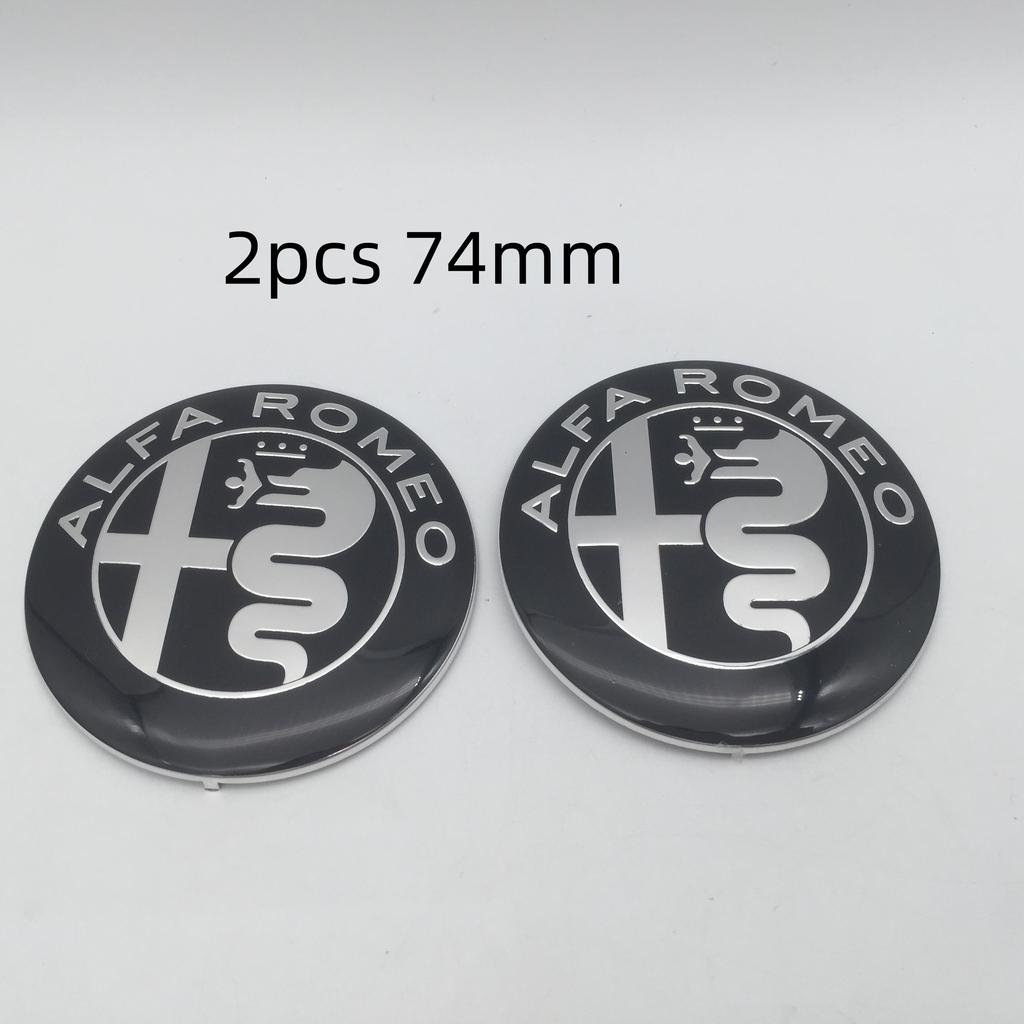 LQMN5 1-7pcs forAlfa Romeo Car emblem Wheel Cover caps front Hood badge rear Trunk Steering sticker Styling 2x74mm , 4x50mm,1x40mm