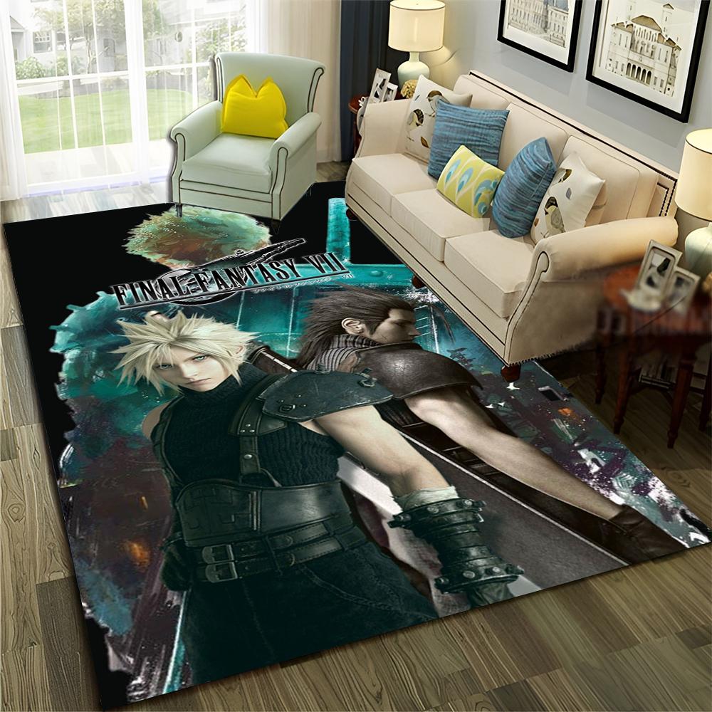 3D Final Fantasy Spiel Gamer FF14 HD Teppich für Zuhause Wohnzimmer Schlafzimmer Sofa Fußmatte Dekor, Kinderbereich Teppich Rutschfeste Bodenmatte