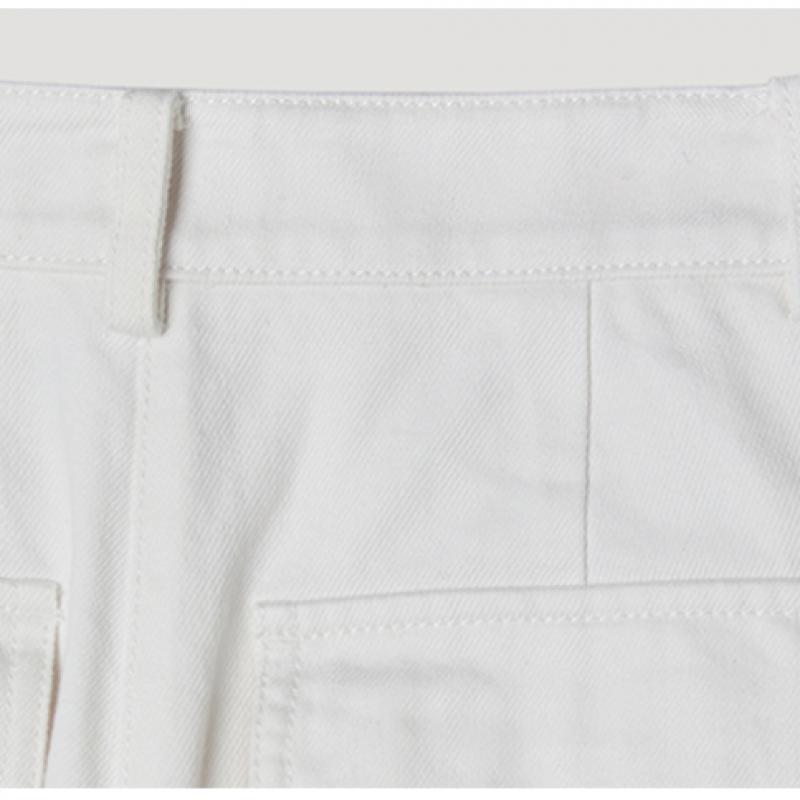 She Smiss White Flap Pocket Wide Cotton Pants Swwslp11100 Ow
