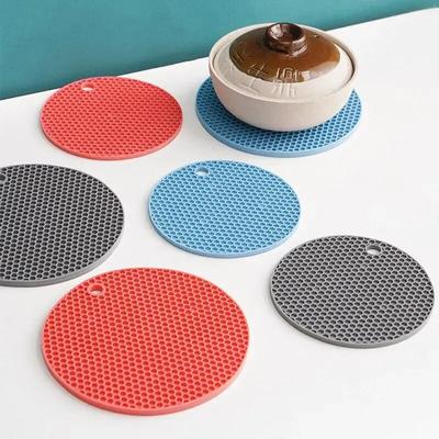Kitchen Accessories Round Heat Resistant Silicone Mat Drink Cup Coasters Insulation Non Slip Pot Holder Thicken Table Placemat