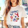 Pattern Women's Short Sleeved O-Neck Printed Seafood Food T-Shirt Fashionable Street Women's Clothing Casual Top Summer T-Shirt