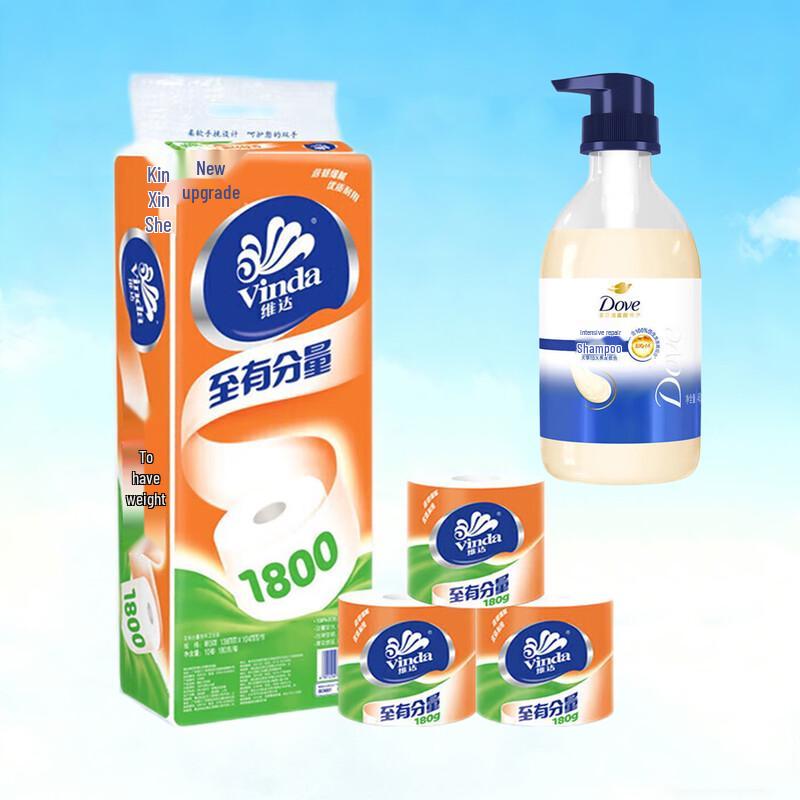 

Dove Intensive Nourishment Shampoo and Vinda Toilet Paper Bundle