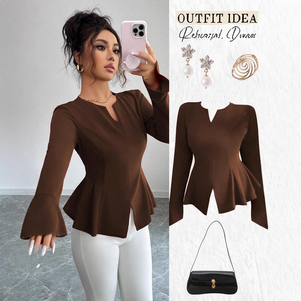 Korean Style Slim Fit Long Sleeve Top for Women - Flattering and Elegant Autumn/Winter Wear