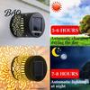 Decorative Solar Fence Lights Wall Light, 7 Color Changing Outdoor Projection Light With Projected Patterns Lamp, Waterproof Garden Lamp for